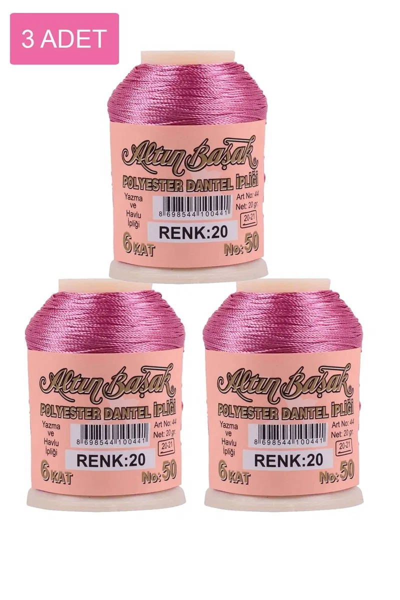 3 Adet Altınbaşak Oya ve Dantel İpi 20 gr - Royaleks - No: 020