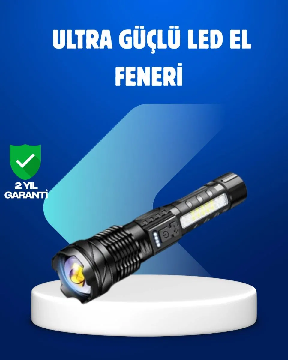 Güçlü Led El Feneri Şarj Edilebilir Çok Modlu