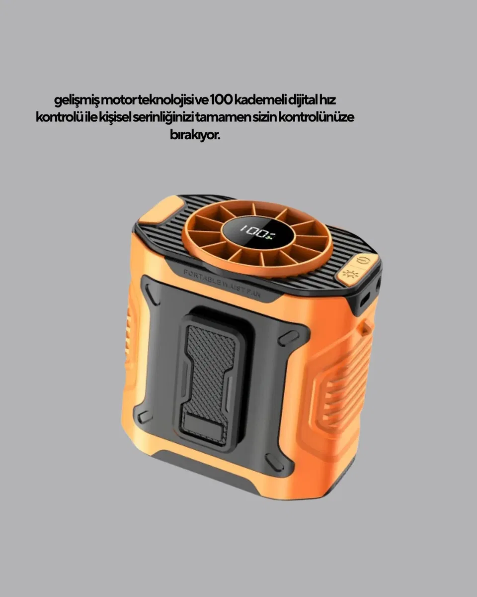 Turbo Mini Taşınabilir Fan – 100 Kademeli Dijital Hız Kontrolü ve Type-C Şarj görsel 2