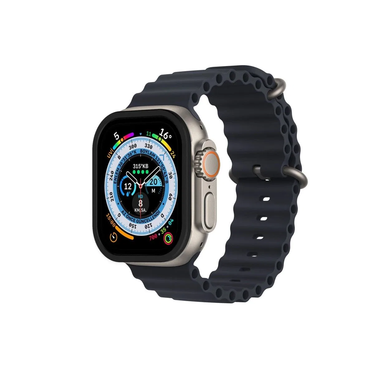 Apple Watch Ultra 49mm Alüminyum Kasa Cam Ekran Koruyucu - Siyah görsel 2