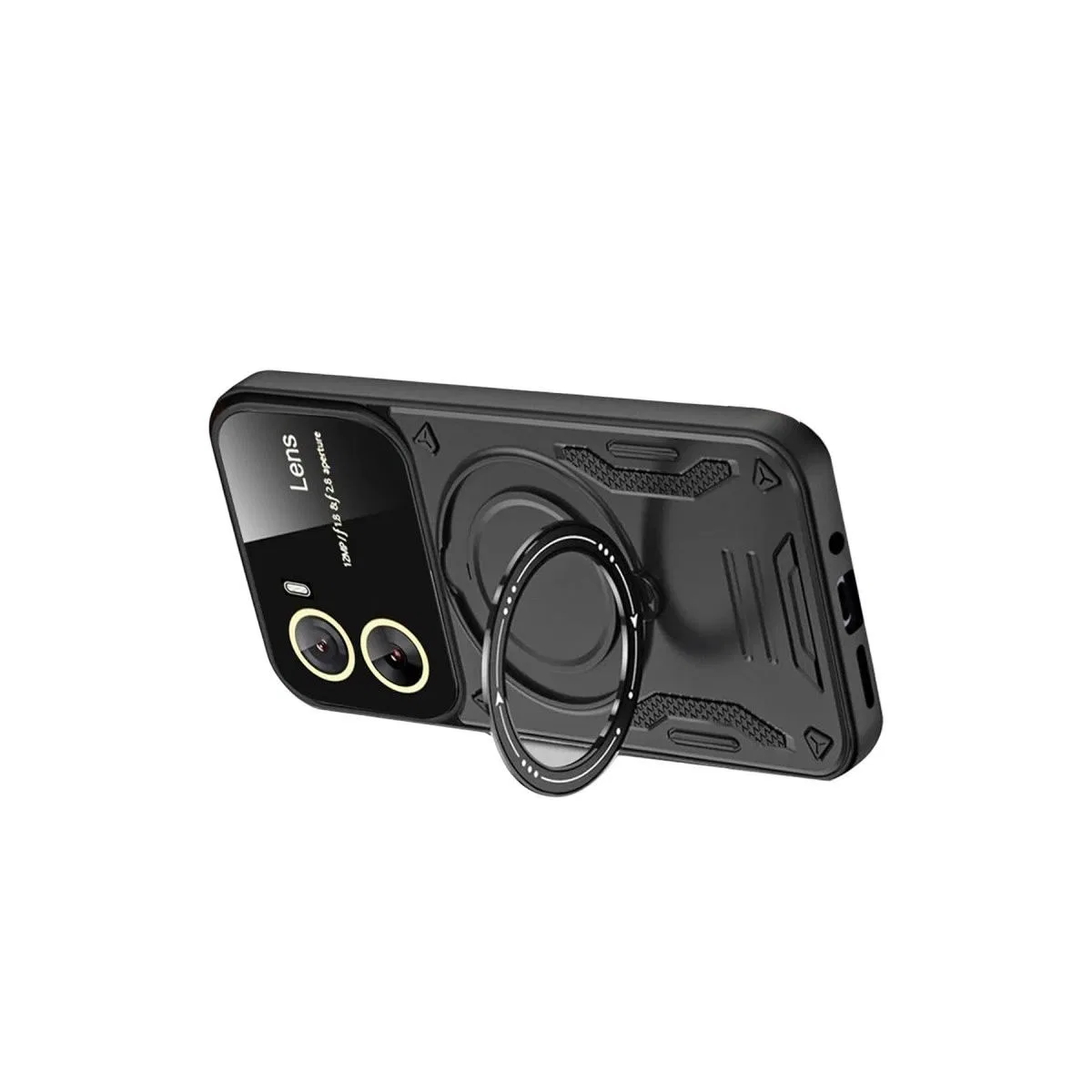 Vivo Y16 Kılıf Joy Lens Standlı Kapak - Siyah görsel 2