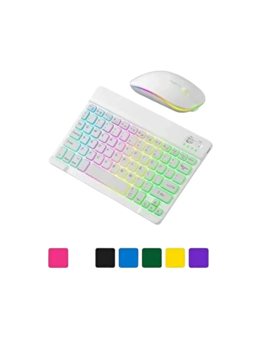 Türkçe Q Aydınlatmalı Klavye Mouse Seti Kablosuz Bluetooth Destekli görsel 4
