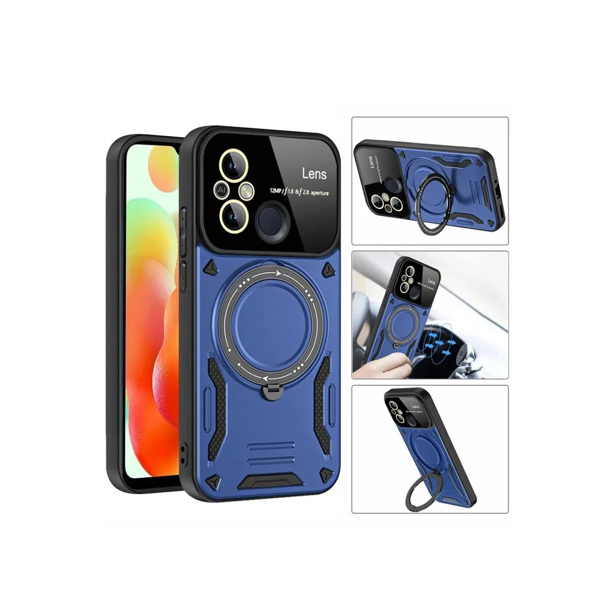 Xiaomi Redmi 12c Kılıf Joy Lens Standlı Kapak - Mor görsel 3