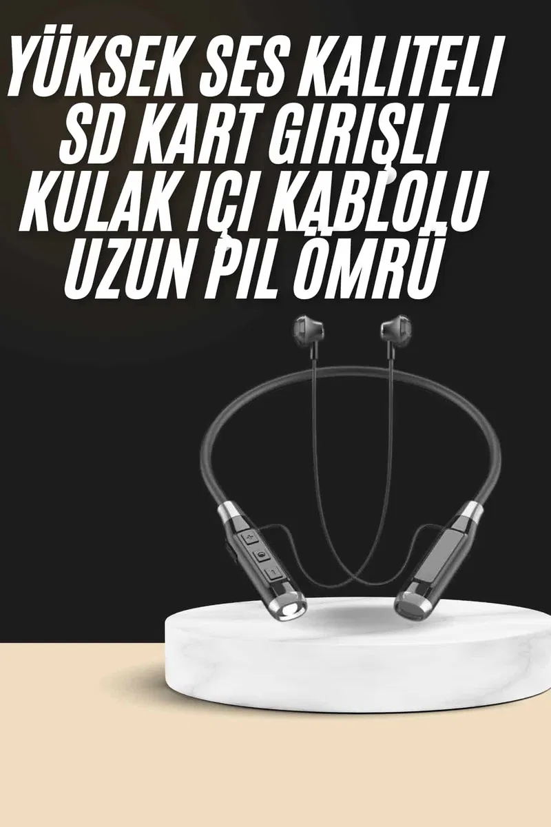 Boyun Bantlı SD Kart Girişli Yüksek Perfomanslı Bluetooth Kulaklık görsel 2