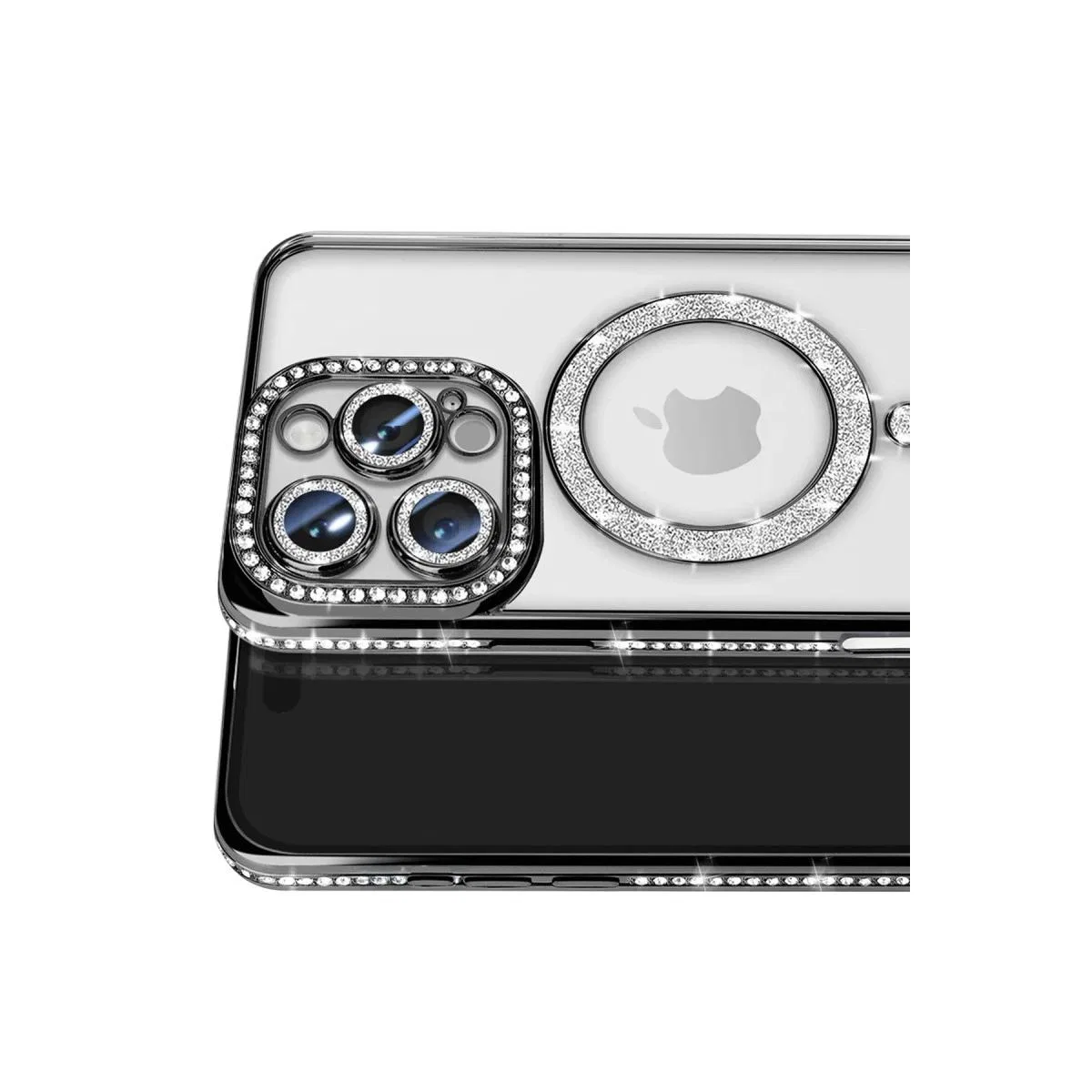 Apple İphone 16 Pro Max Kılıf Joke Simli Magneticsafe Kılıf - Siyah görsel 2