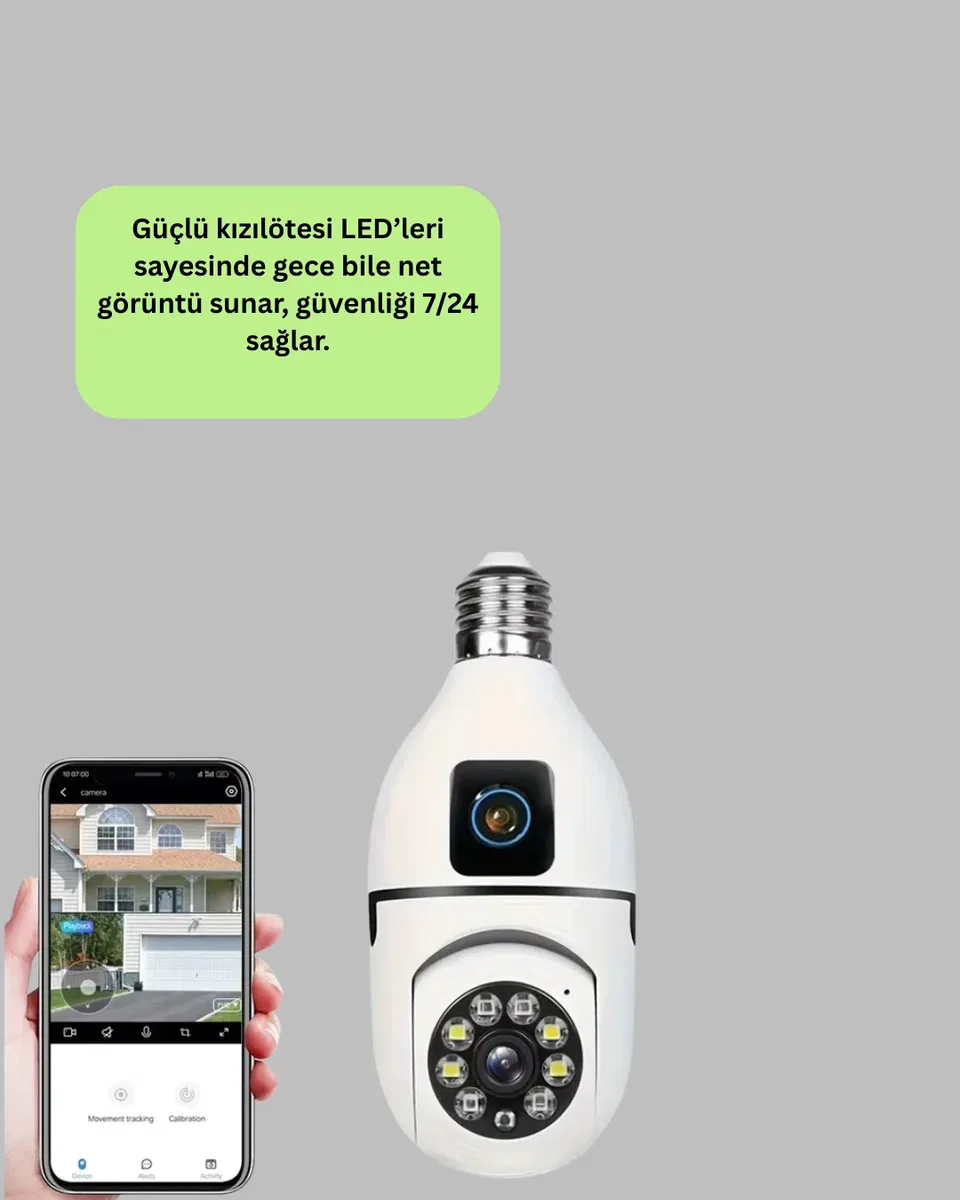 1080P WiFi Ampul Kamerası görsel 2