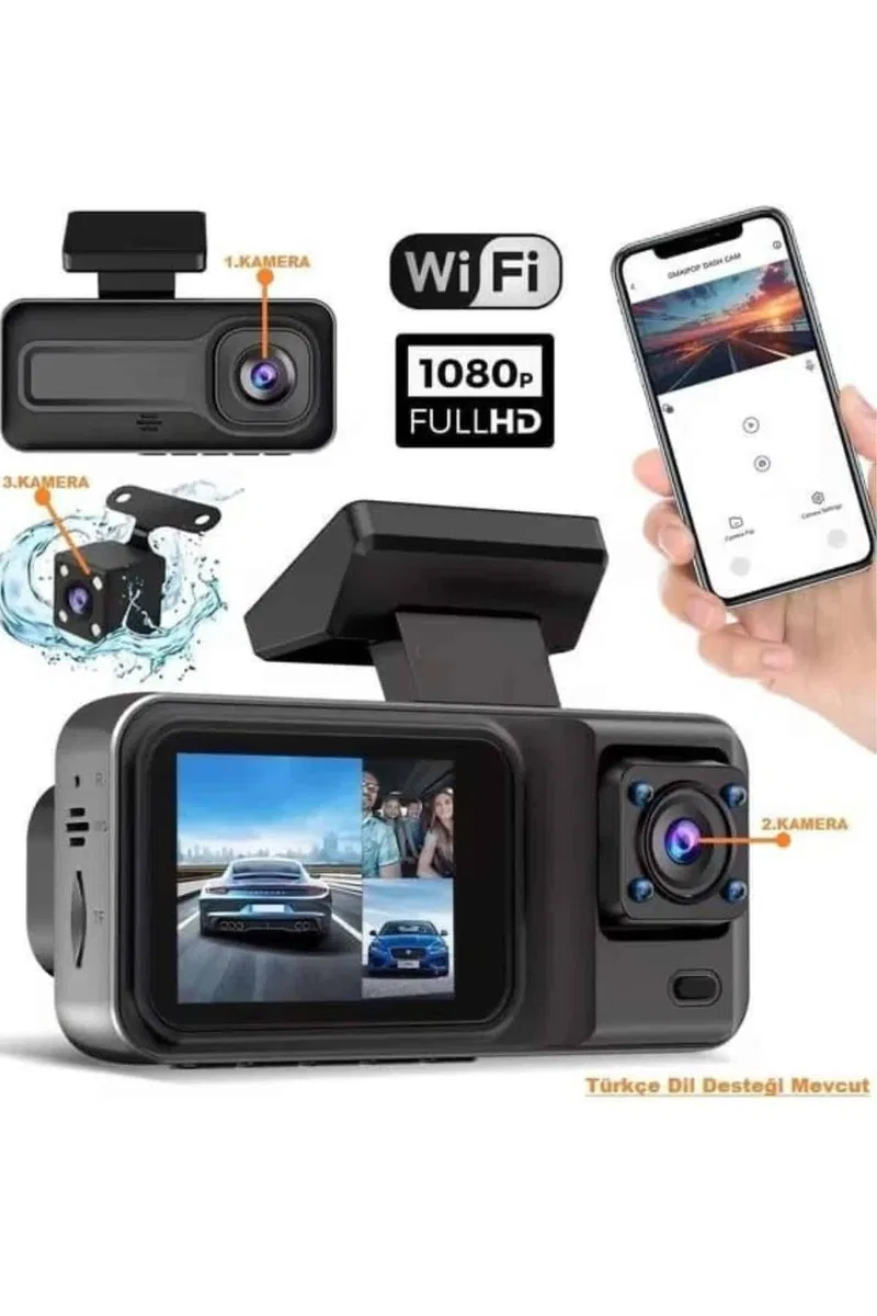 2 İnç Araç İçi Kameralı Ekran 1080P Full HD Kaliteli Hafıza Kart Destekli görsel 2