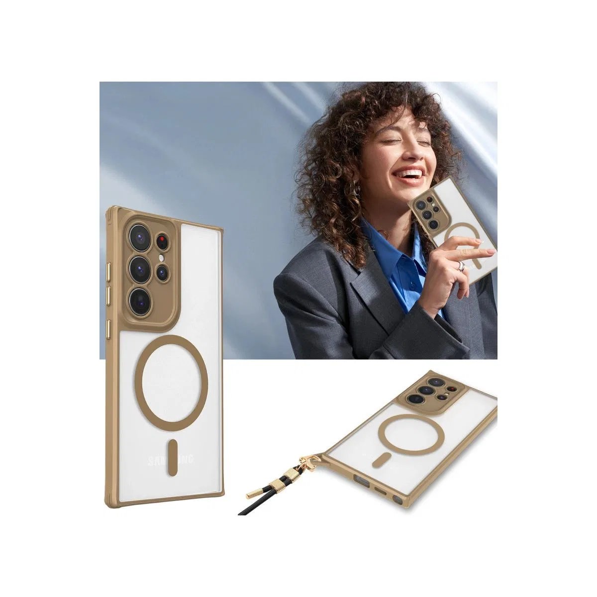 Samsung Galaxy S25 Ultra Kılıf Enka Magsafe Silikon Kılıf - Siyah görsel 3