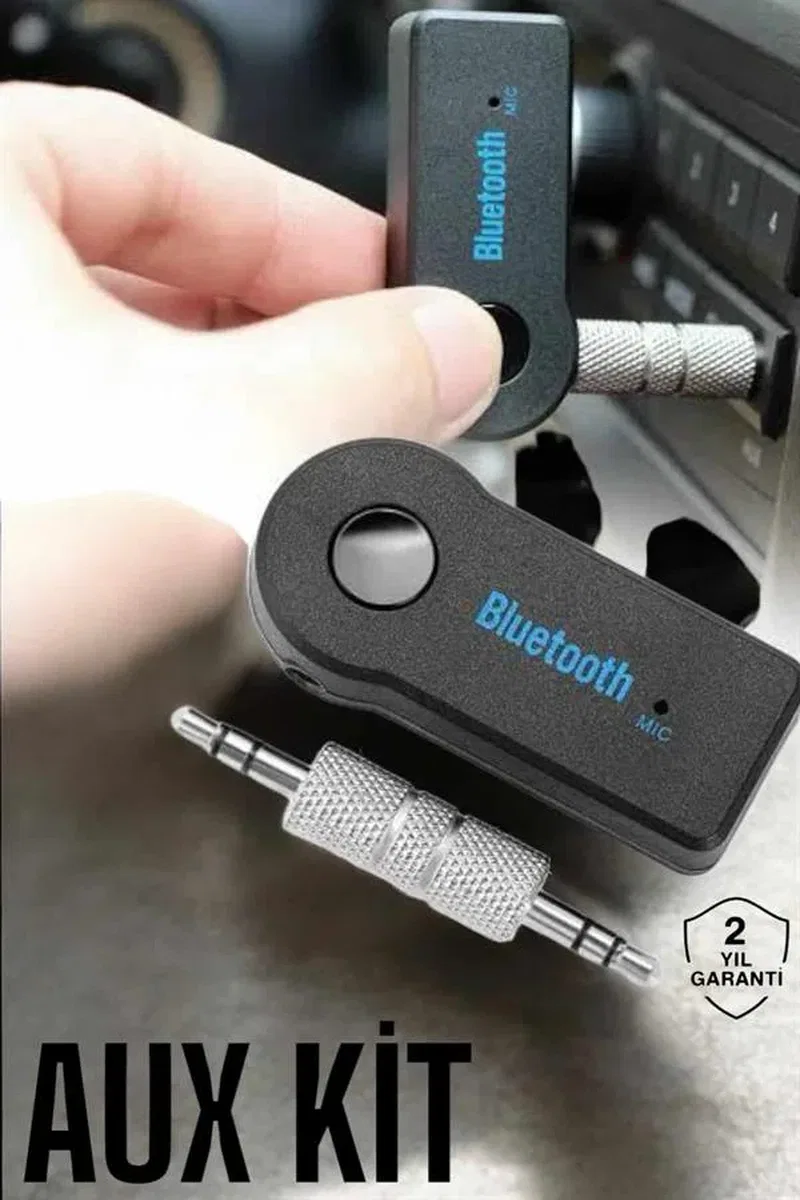 Kablosuz Bluetooth Aux Araç Kiti Siyah Hafıza Kartlı görsel 2