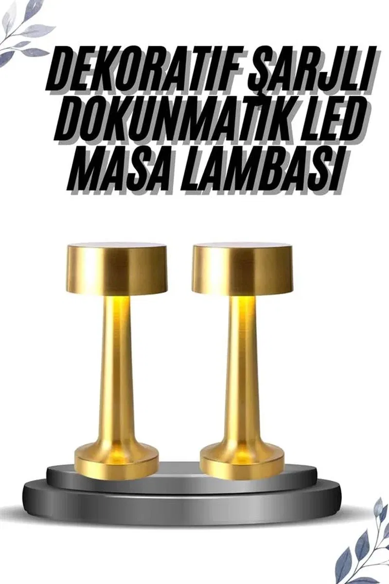Kablosuz Renkli Masa ve Gece Lambası Altın Rengi Dokunmatik Led Lamba görsel 2