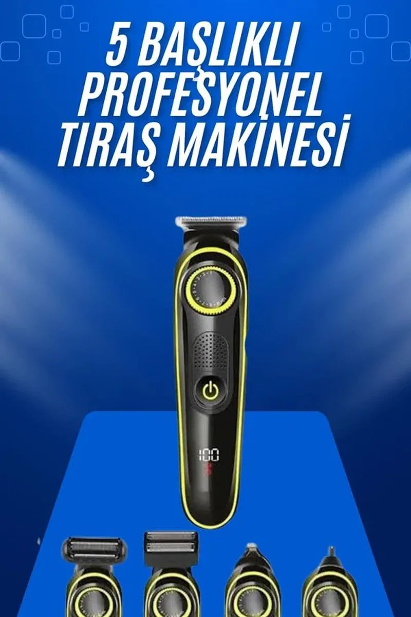 Tıraş Makinesi Şarjlı 5 Başlıklı Burun ve Kulak Temizleme görsel 2