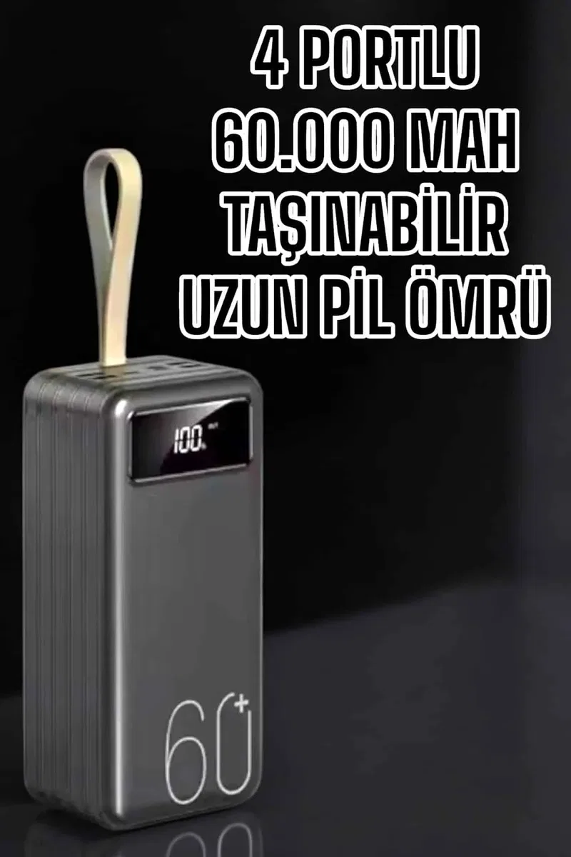 Powerbank 60. 000 Mah Hızlı Şarj 4 Çıkışlı Uzun Şarj Süreli Dijital Göstergeli görsel 2