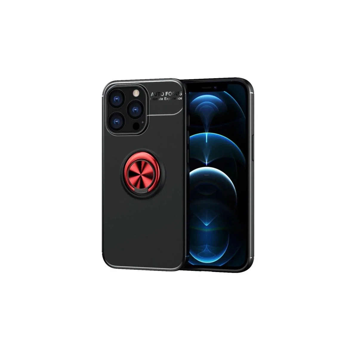 Apple İphone 13 Pro Max Kılıf Range Yüzüklü Silikon - Siyah-kırmızı