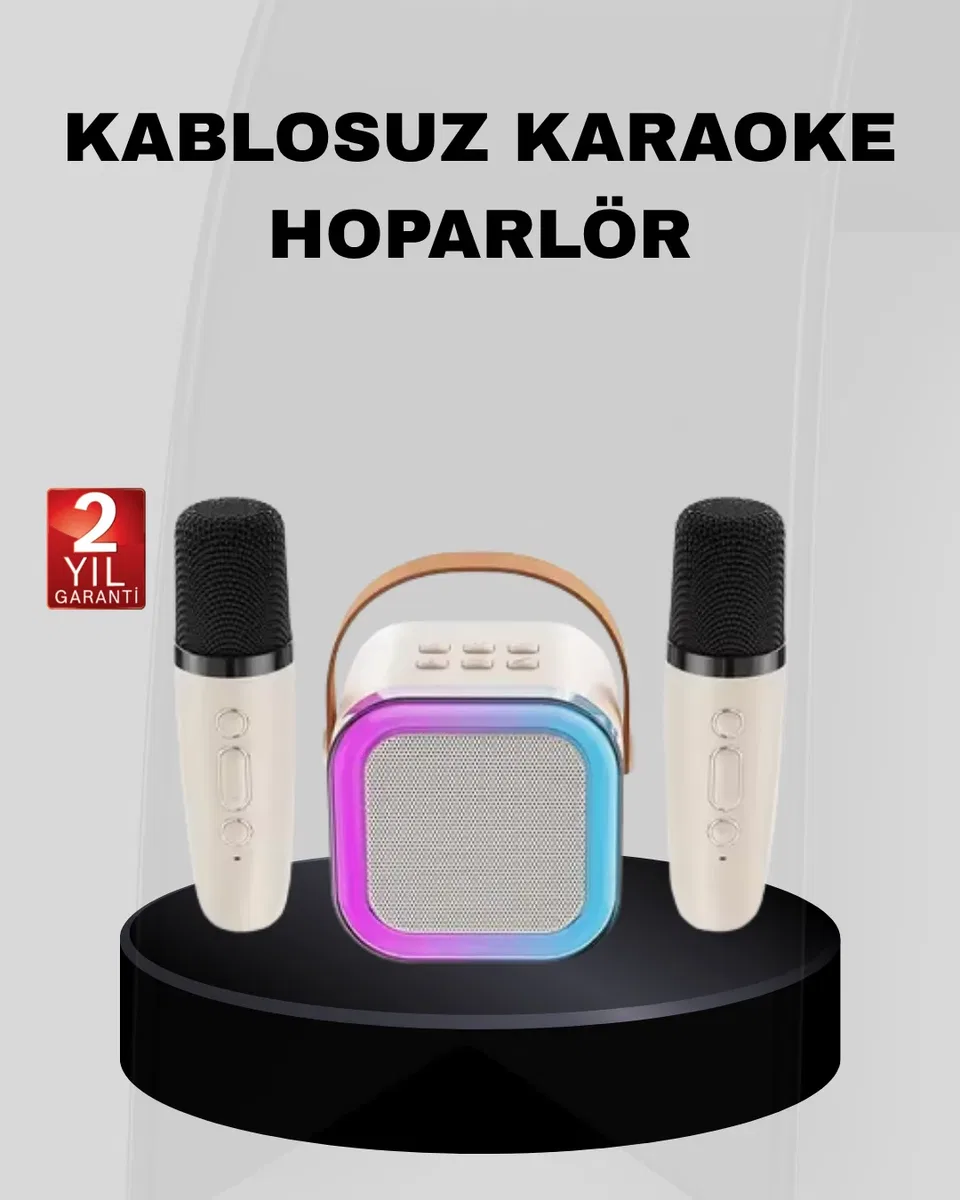 Taşınabilir Karaoke Hoparlör Bluetooth 5. 0 ve Çift Mikrofonlu