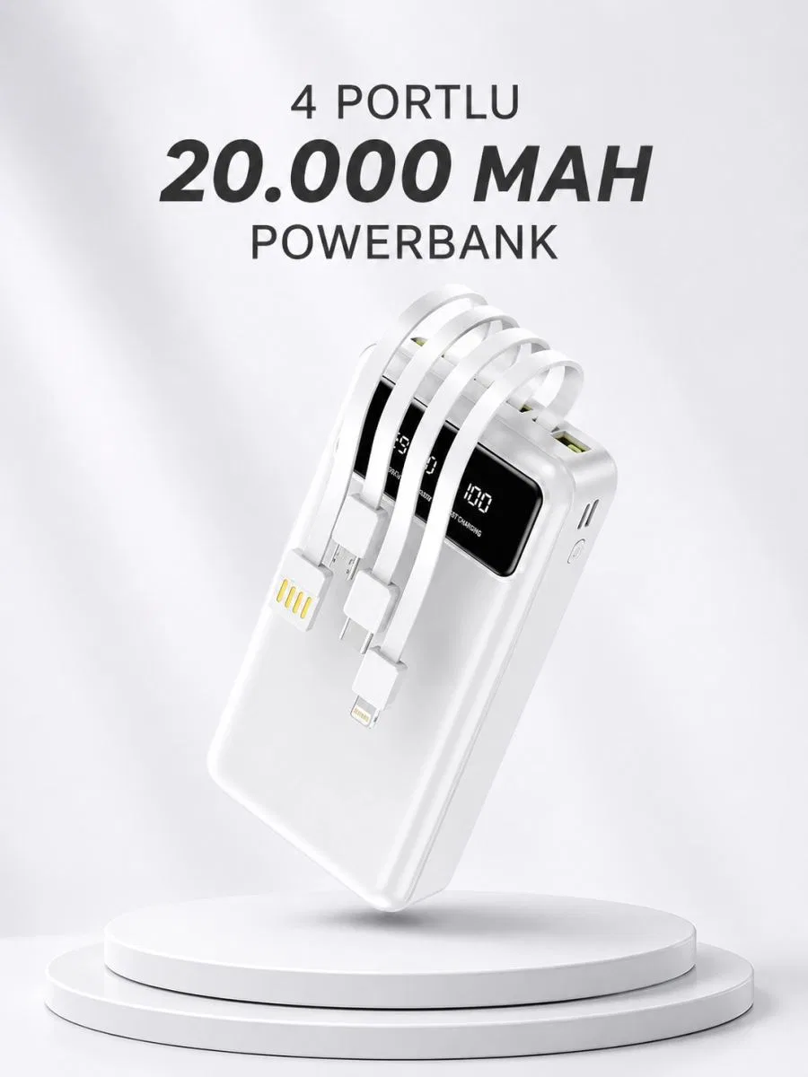 Powerbank Şarj Cihazı 4 Çıkışlı 20. 000 Mah Powerbank Kompakt Yüksek Kapasiteli Hızlı Şarj