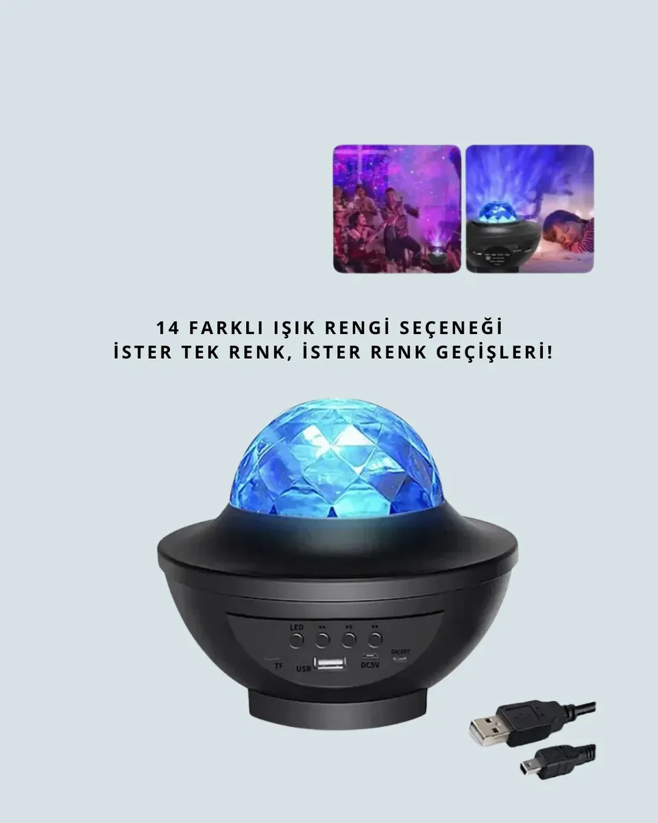Bluetooth & USB Müzik Çalar Gece Lambası – 50 m² Kapsama, Uzaktan Kumanda görsel 2