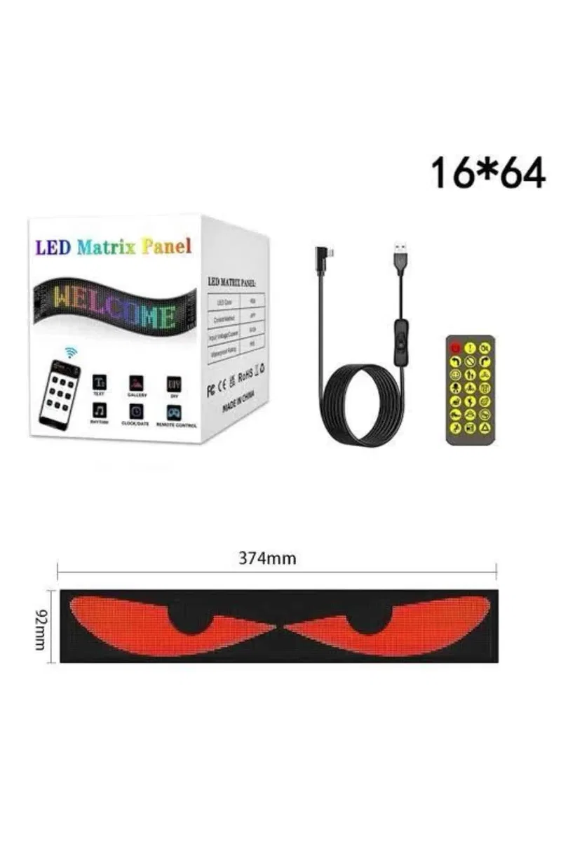 LED Matrix Panel RGB Ekran Kumandalı Araç Camına Uygun görsel 3