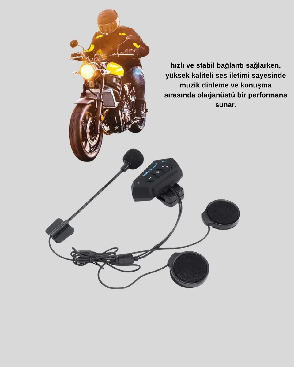 BT22 Kablosuz Kask Kulaklığı – Bluetooth 5. 0, Intercom, Su Geçirmez ve Uzun Ömürlü Batarya Yeni Nesil görsel 4