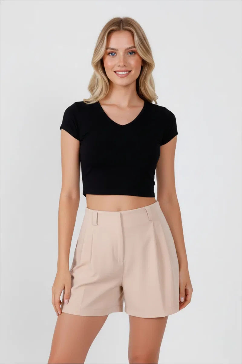Kadın Basic Kesim Kısa Kol Tişört T-Shirt