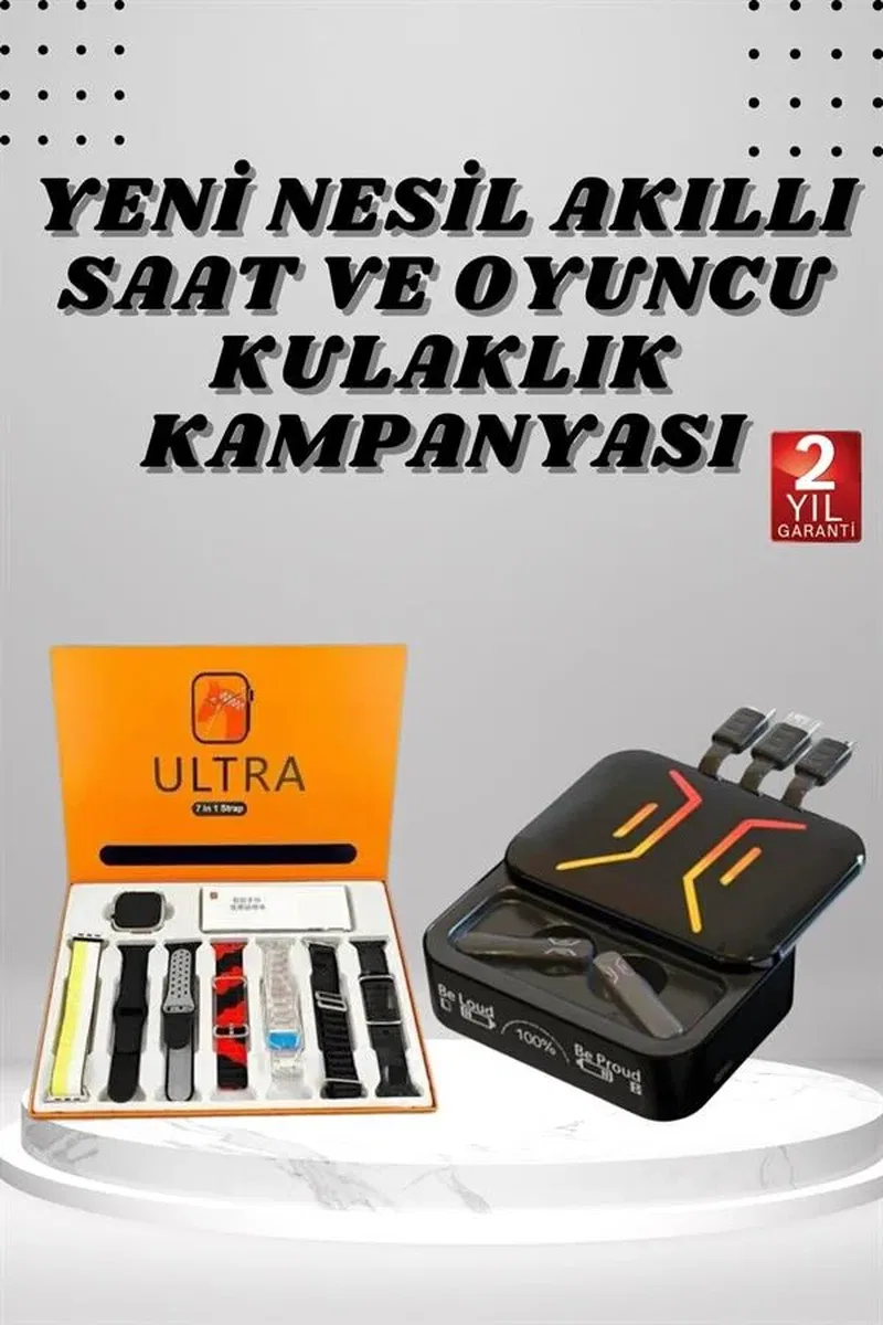 Powerbank Kulaklık ve 7 Kordonlu Akıllı Saat Çoklu Şarj Girişi Bluetooth Bağlantılı görsel 2