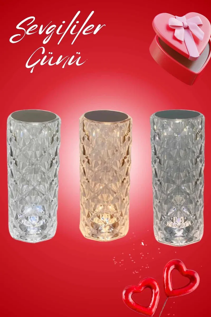 Sevgililer Günü İçin Hediye Kristal Lamba Sevgiliye Hediye USB Şarjlı Gece Lambası (Kopya) görsel 5