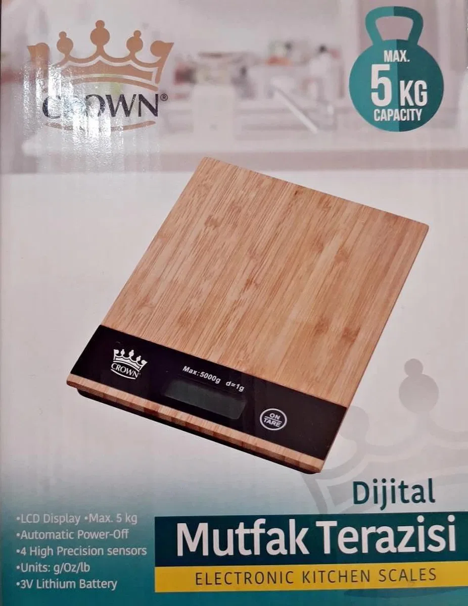 Dijital Lcd Mutfak Tartısı Terazisi 5kg Bambu Desenli görsel 4