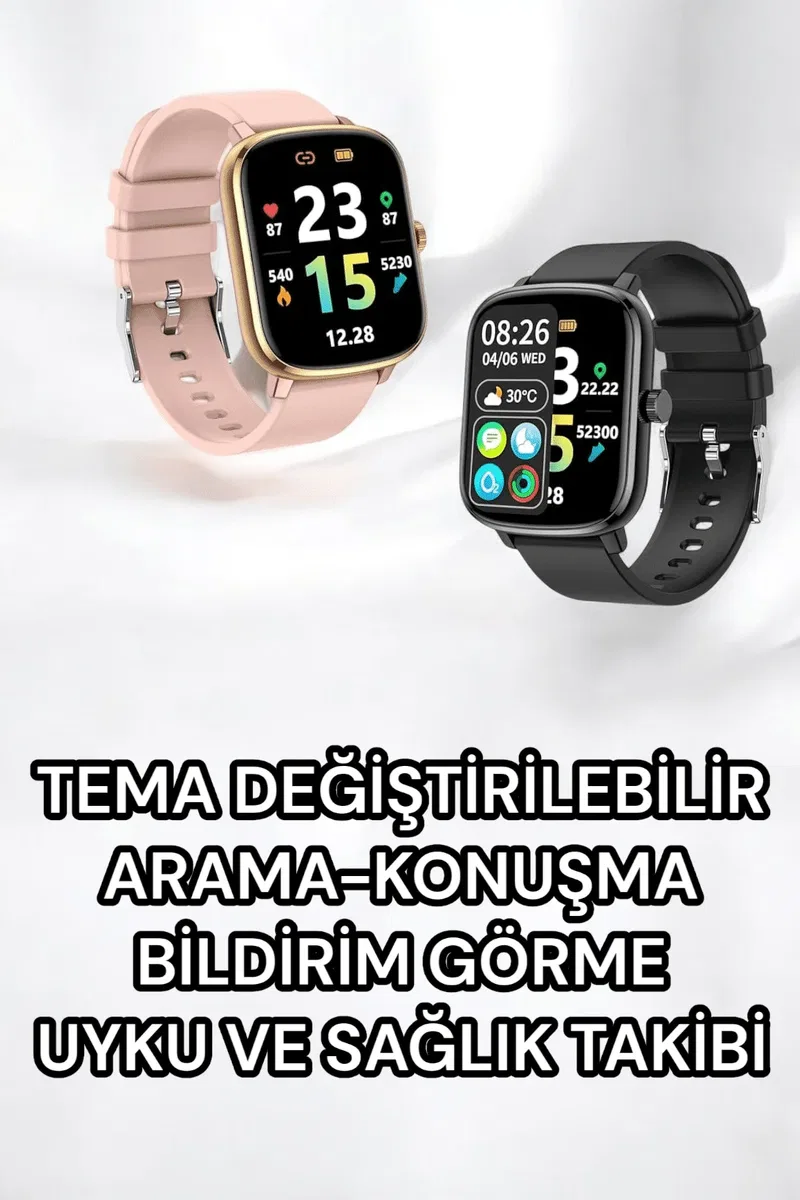 Titreşimli, Sağlık Takipli, Yeni Nesil Akıllı Saat 400mAh Batarya Kapasiteli görsel 5
