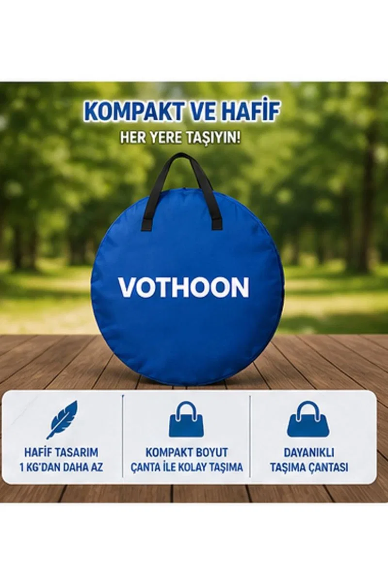 Otomatik Kabin Giyinme Çadırı 120x120x190 Cm Üst Havalandırma Yan Pencereli Duş & Wc Çadırı Mavi görsel 3