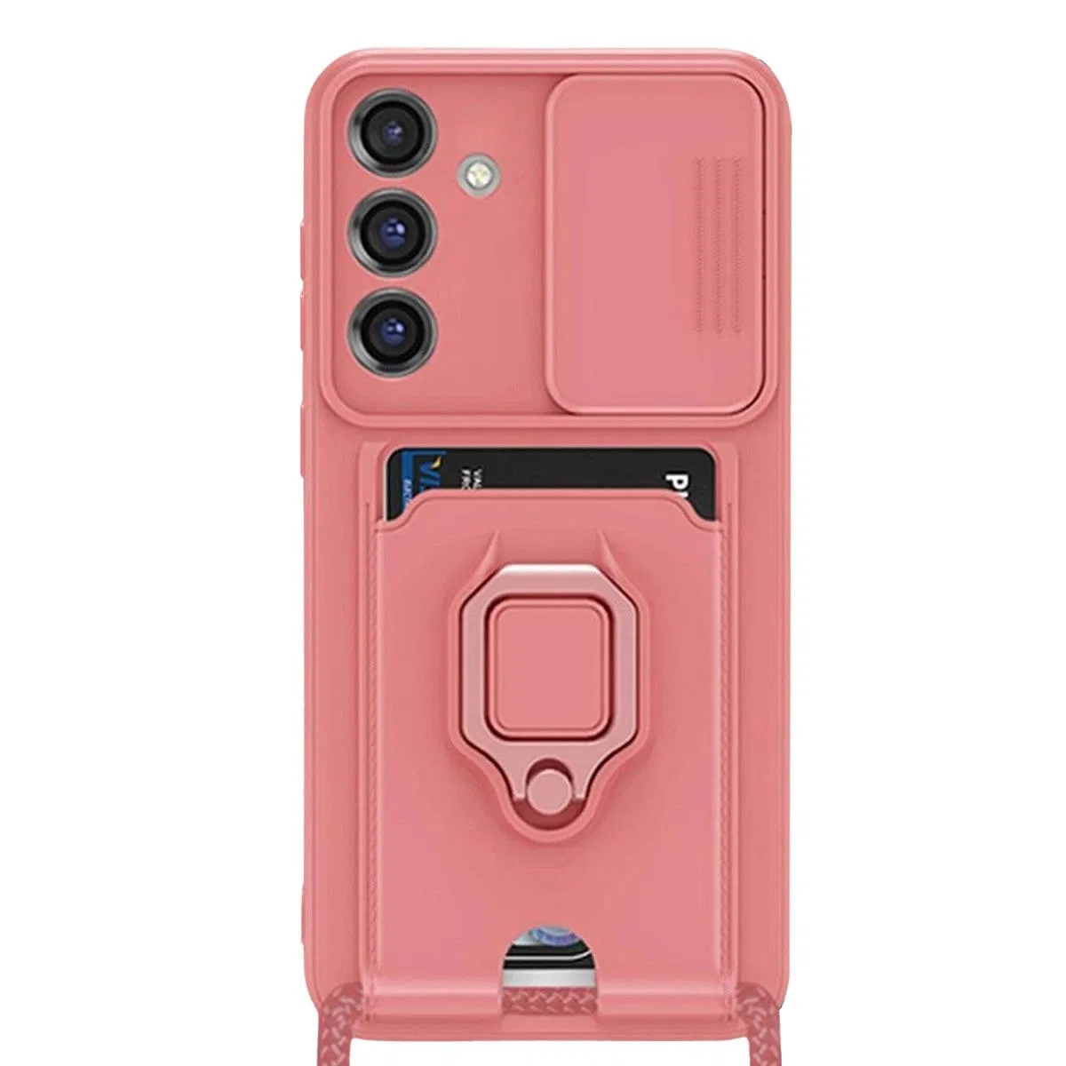 Samsung Galaxy S25 Plus Kılıf Zuma Kartvizitli Yüzüklü Silikon - Pembe