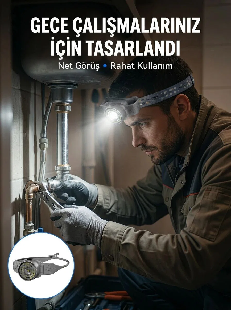 Yüksek Parlaklıklı Led Kafa Feneri Gece Çalışmaları İçin Yüksek Parlaklıklı