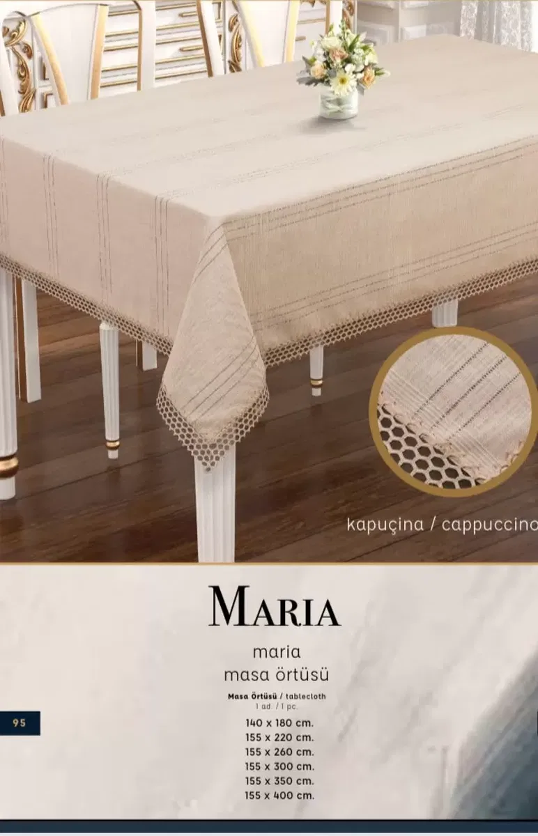 Maria Model Kapiçino 155x220 cm Keten Masa Örtüsü Zarif Şık Ev Tekstili görsel 4