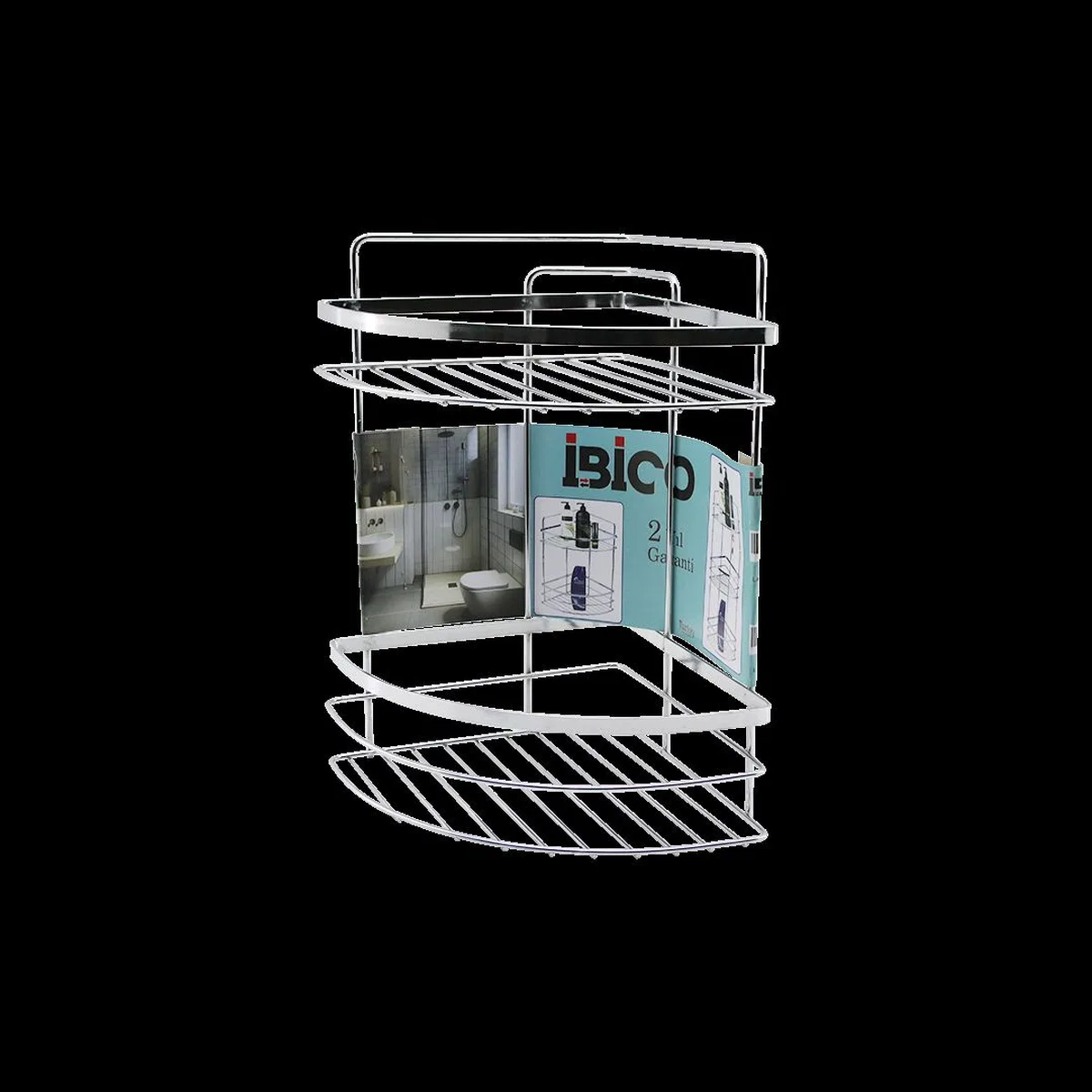 Krom Metal 2 Katlı Üçgen Banyo Köşeliği - Duş Rafı görsel 2