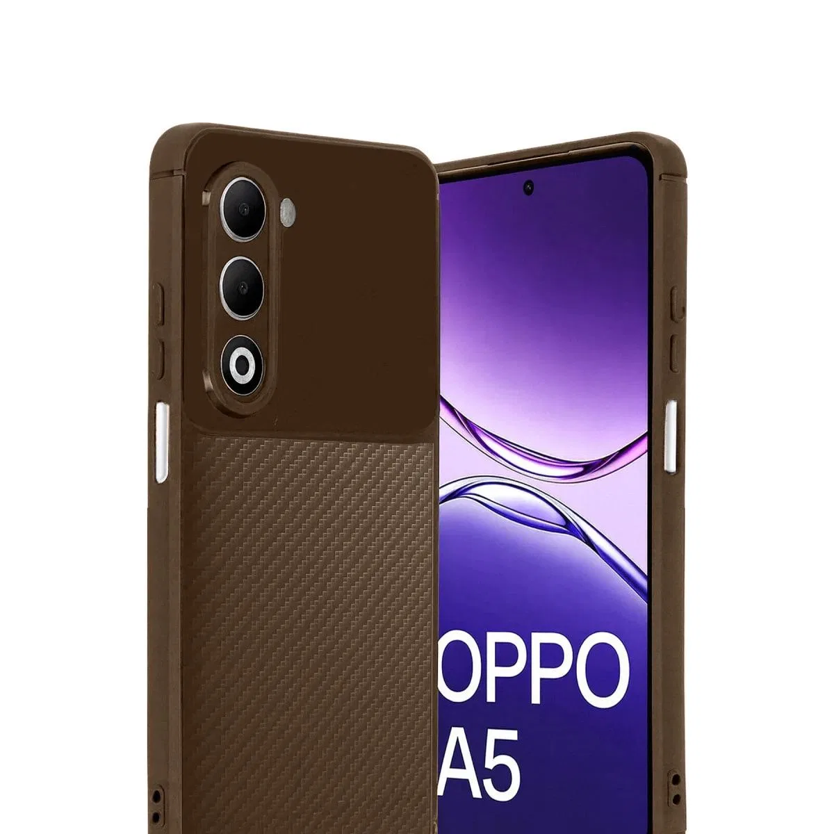 Oppo A5 4g Auto Focus Karbon Kapak - Kahverengi görsel 2