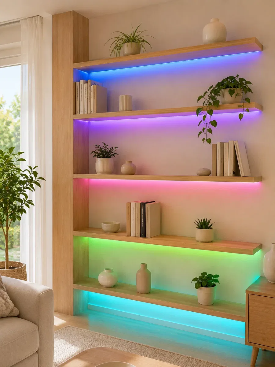 RGB Şerit LED 5 Metre 12V 2835 SMD Kumandalı Renkli Oda ve Ev Aydınlatması görsel 3