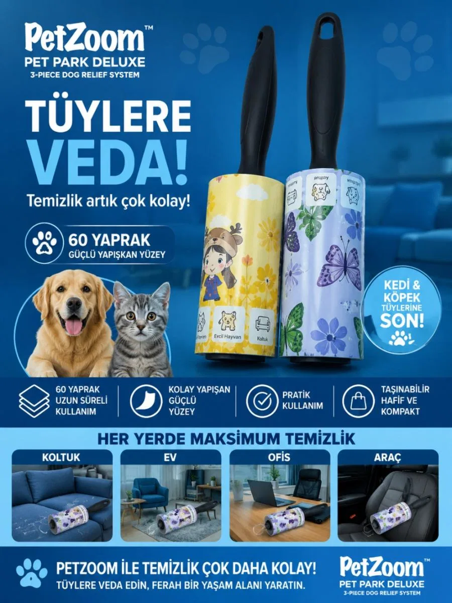 60 Yaprak Tüy Toplama Rulosu Kedi Köpek Tüy Toplayıcı Ev Koltuk Araç Ofis Temizlik Rulosu görsel 2