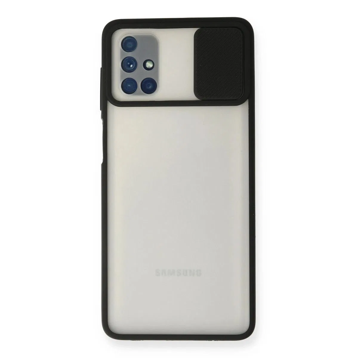 Samsung Galaxy M51 Kılıf Palm Buzlu Kamera Sürgülü Silikon - Siyah