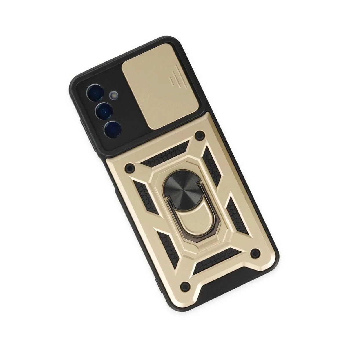 Samsung Galaxy A04s Kılıf Pars Lens Yüzüklü Silikon - Gold görsel 3