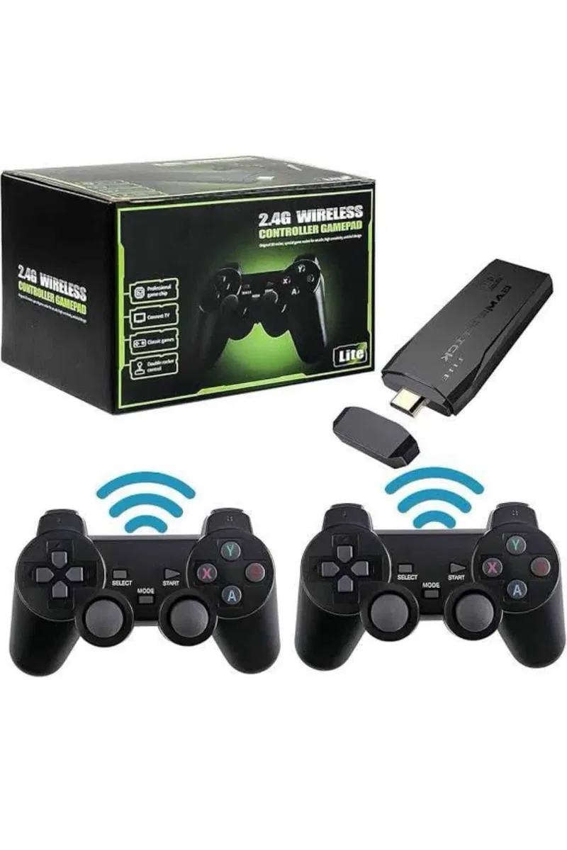 2 Kollu Kablosuz 2. 4G Retro Oyunlar 4k Game Stick 3500 Oyun Atari görsel 3