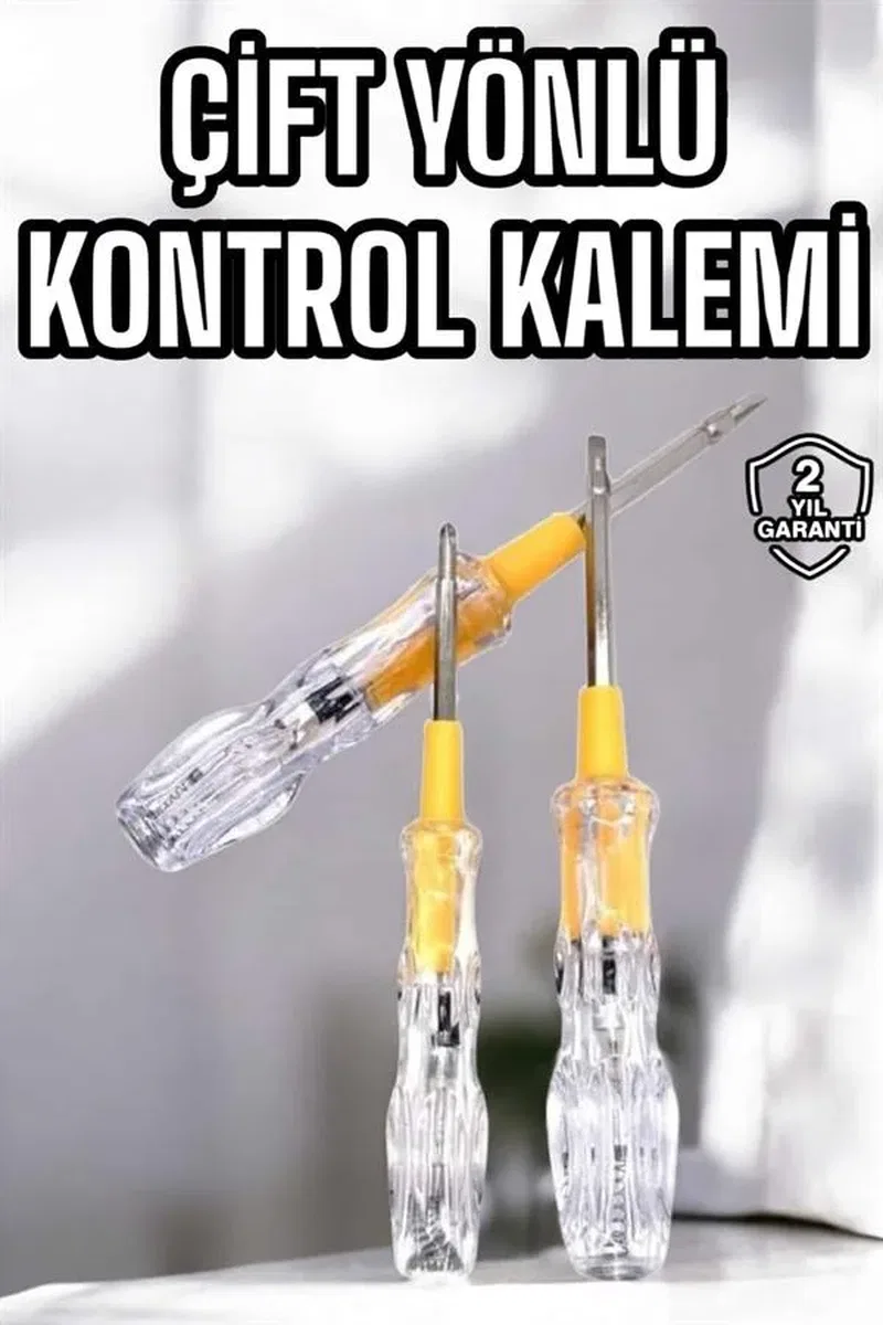 Çift Taraflı Elektrik Kontrol Kalemi Şeffaf Tornavida görsel 2