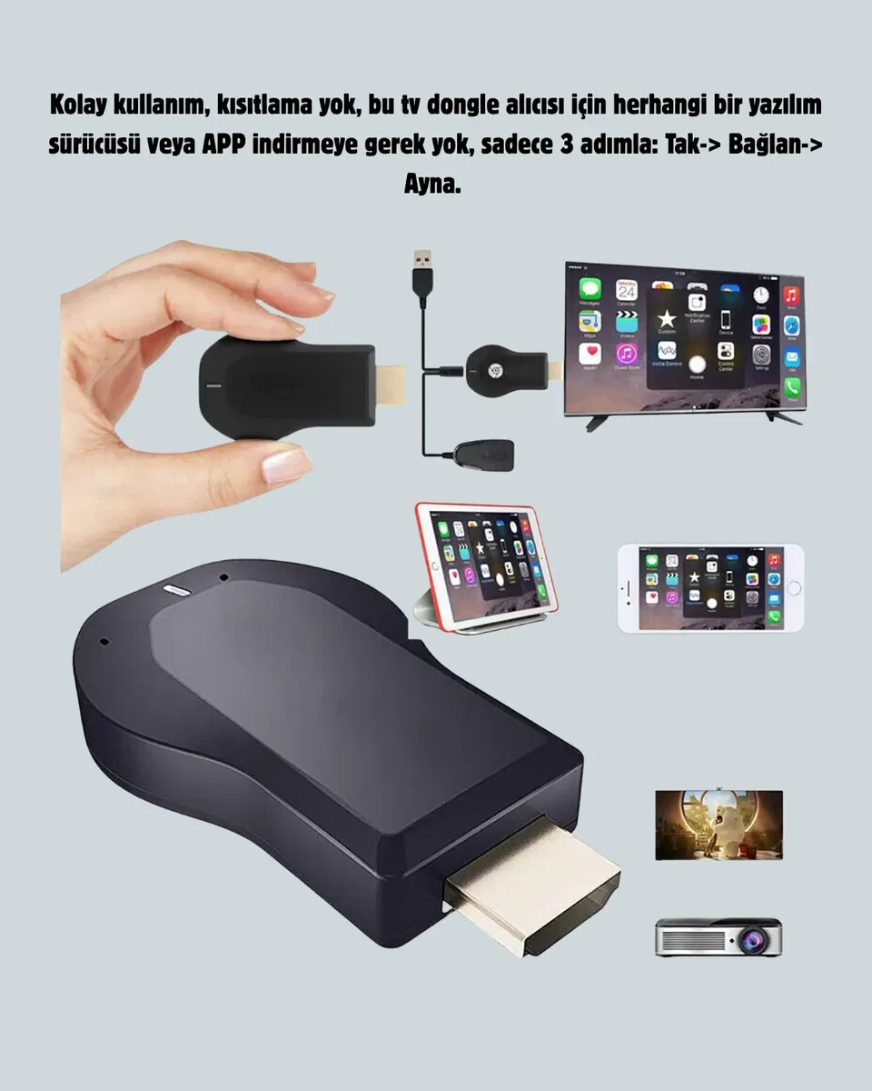 HDMI Kablosuz Ekran Alıcısı – iOS, Android, Mac, PC Uyumluluğu görsel 4