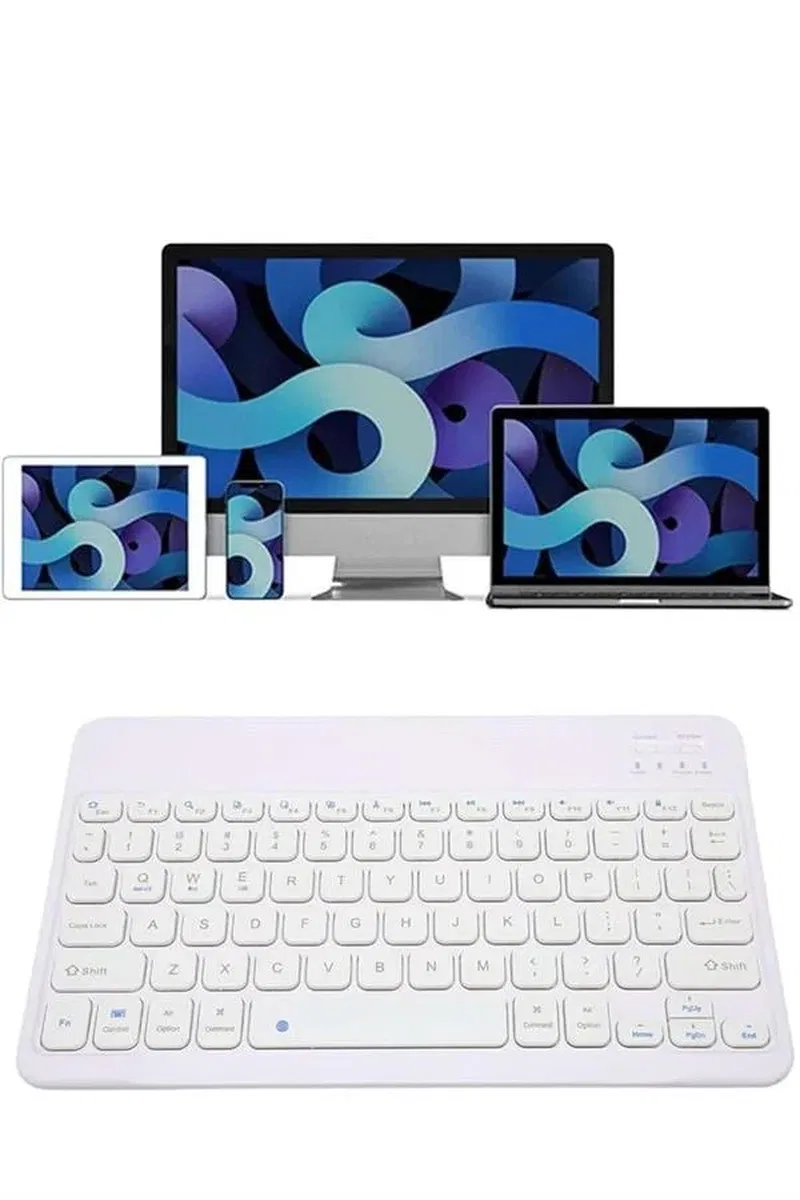 Bluetooh Wıreless Keyboard Siyah Q Klavye İOS Ipad Android Windows Uyumlu görsel 3