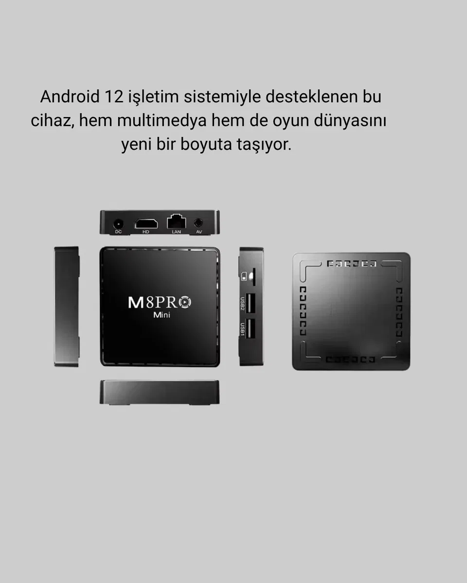 M8Pro Mini 2 Android 12 64 GB TV Box – 10K Ultra HD Görüntü & Oyun Keyfi görsel 4