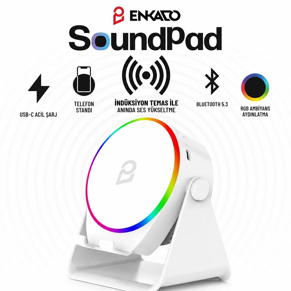 Bluetooth Hoparlör Soundpad EKD-S11 5W 2000mAh Beyaz görsel 3