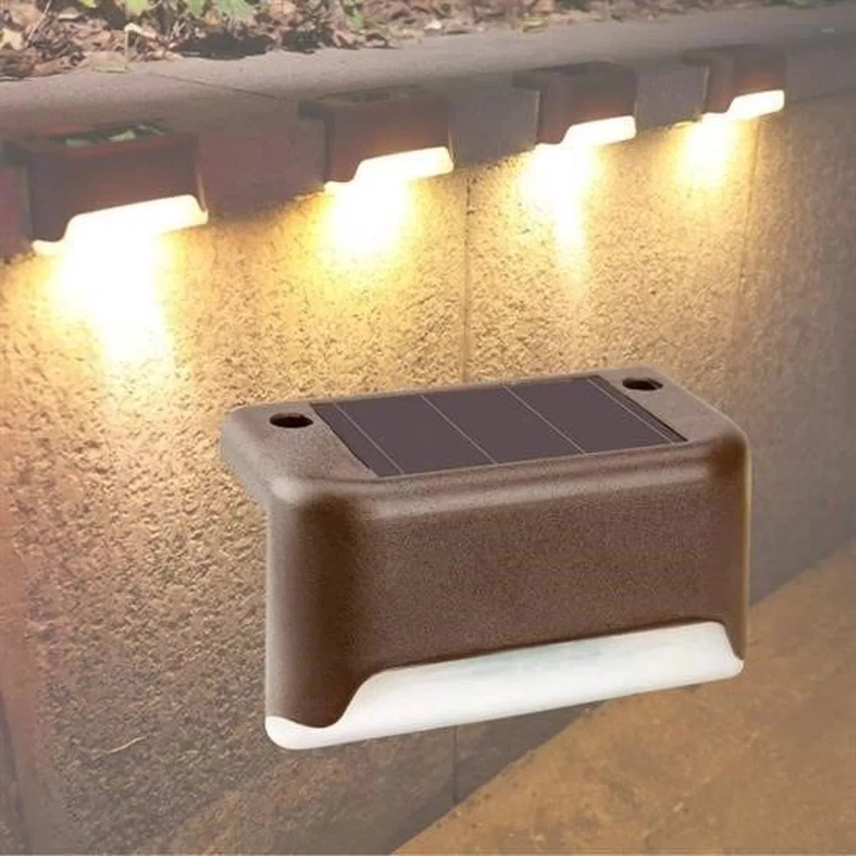 Solar Güneş Enerjili Şarj Edilen Köşebent Merdiven Veranda Bahçe Yolu Led Lamba Işık 4 Adet görsel 4