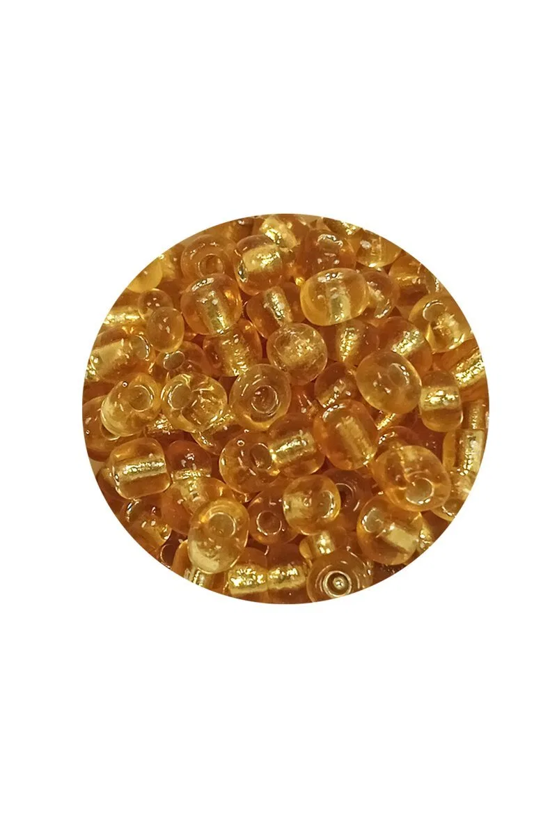 Dökme Cam Kum Boncuk Büyük Boy (6/0) 4 mm - 20 Gram - Şeffaf Bal - BNC083 görsel 2