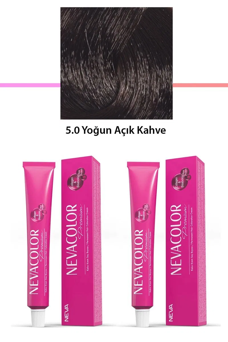 2 li Set Premium 5. 0 Yoğun Açık Kahve - Kalıcı Krem Saç Boyası 2 X 50 g Tüp