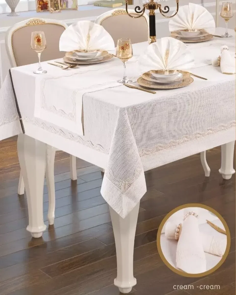 Liana Krem-Krem 12 Kişilik 26 Parça 155 × 220 cmSofra Seti görsel 6