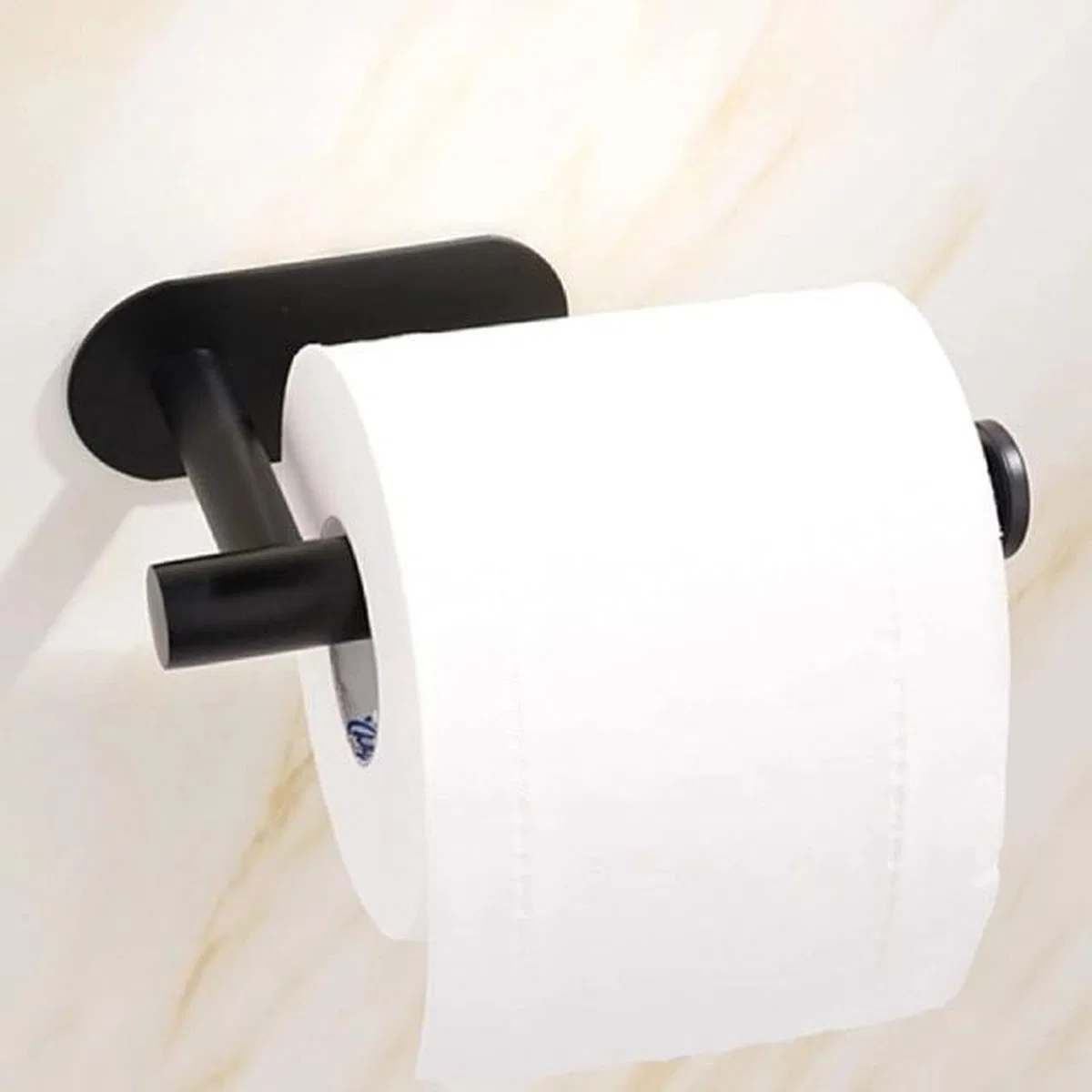 Kendinden Yapışkanlı Tuvalet Kağıtlığı – Mat Siyah Modern Banyo Rulo Askısı görsel 2