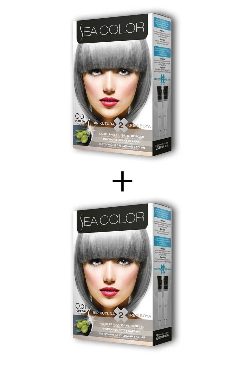 2X2 Tüp Krem Saç Boyası Seti Füme Gri No: 0. 01