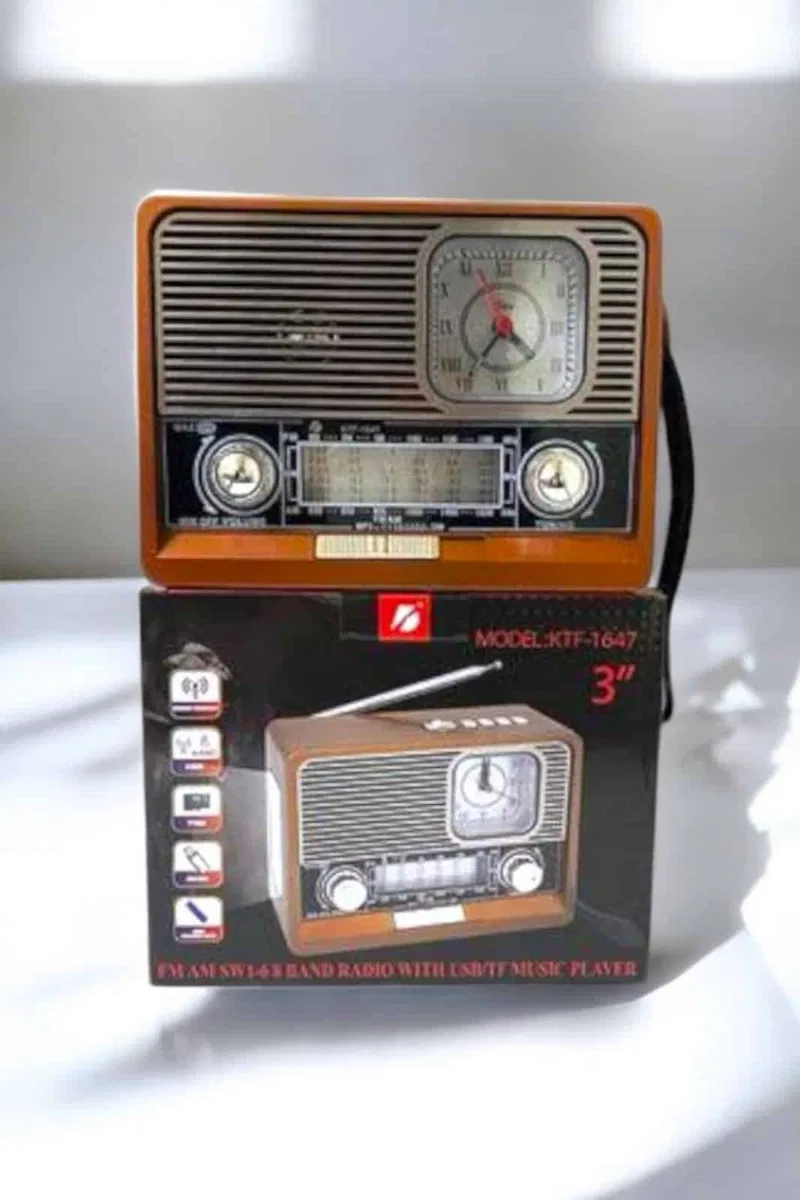 Ahşap Görünümlü Retro Bluetooth Radyo USB, AUX Ve SD Kart Girişli görsel 2